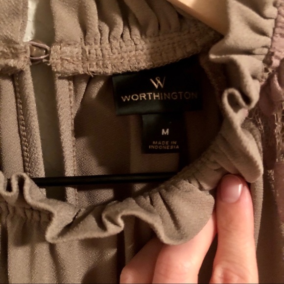 Worthington Taupe High Neck Medium Blouse - Picture 5 of 5